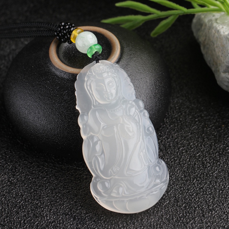 Mặt Dây Chuyền Đá Mã Não Trắng Tự Nhiên Đơn Giản Thời Trang Cho Nam