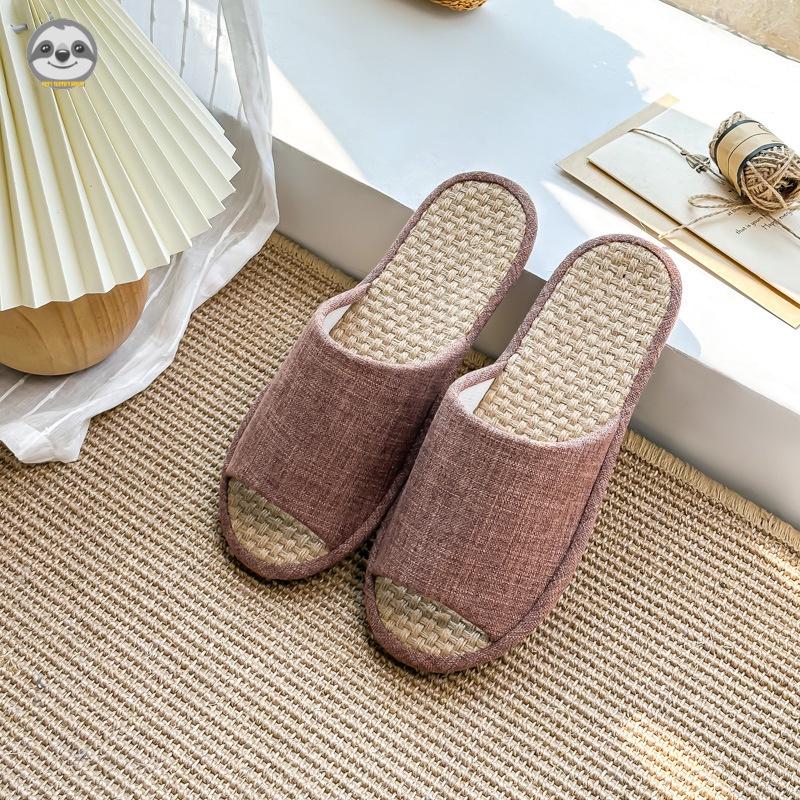 Dép Đi Trong Nhà / Đi Trong Nhà / Đi Biển Bằng Vải Lanh Phong Cách muji Nhật Bản Chống Nước Im Lặng Cho Cặp Đôi