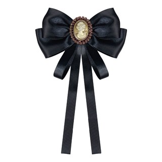Phong Cách Anh Nơ Vintage Beauty Head Màu Đen Quá Khổ Nơ Cổ Có Chân Cho Nữ Cổ Điển Đen