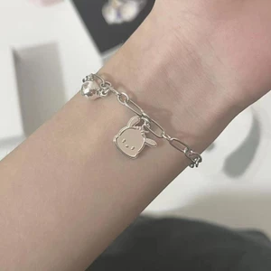 Vòng tay/Vòng cổ/Nhẫn hình chó Pacha dễ thương làm quà tặng cho học sinh, vòng cặp kim loại nữ, dây chuyền/nhẫn