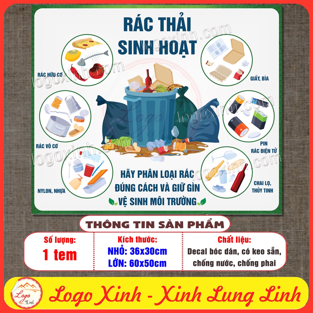 Tem Decal Phân Loại Rác Thải Sinh Hoạt, Phân Loại Chất Thải Theo Quy ...