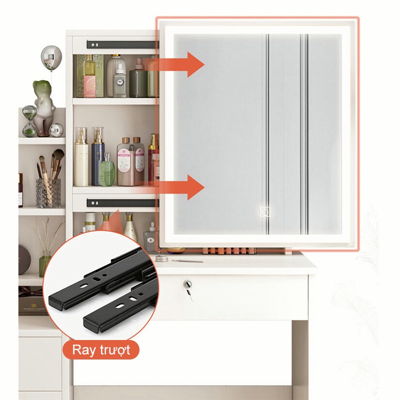 SUNNY Bàn Trang Điểm (Có Đèn Led Có Ghế), Bàn Trang Điểm Phong Cách Hàn Quốc