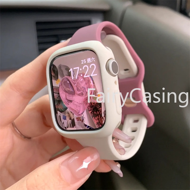 Dây đeo hai màu silicon mỏng cho Apple Watch 46MM Ultra 3 2 1 49mm Series 11 10 9 45mm 44mm 41mm 40 38 42 Correa Band cho Watch 8 7 6 SE 5 4 Band