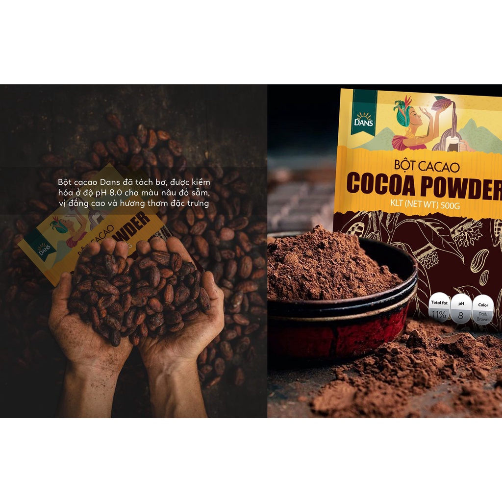 Bột cacao nguyên chất Dans gói 500g