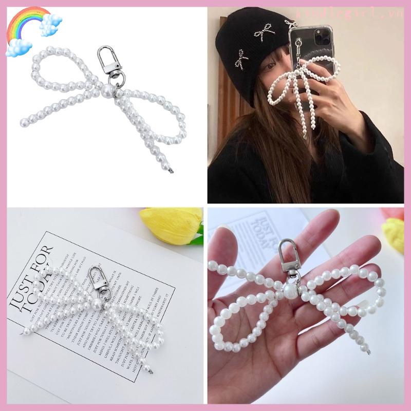 Móc Khóa Trang Trí Túi Xách Hình Nơ Đính Hạt Dễ Thương