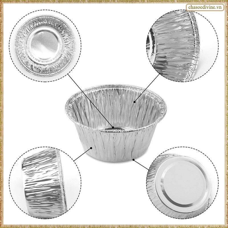 [K O G X] 150 Chiếc Cốc Bánh Cupcake Giấy Nhôm Ramekin Muffin Nướng Bánh, Lớp Lót Muffin Dùng Một Lần, Cốc giữ Ramekin, Chảo nướng bánh Cupcake Nhôm, Cốc nướng bánh Pudding