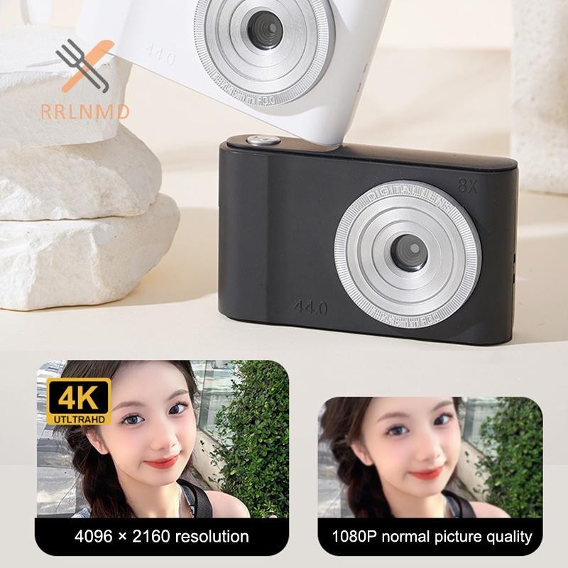Rrlnmd 44MP Mini CCD Máy Ảnh Kỹ Thuật Số Có Thẻ Nhớ Ống Kính Đôi 4K 8X Zoom Chuyến Đi Du Lịch Camera Dành Cho Trẻ Em Bé Gái Trẻ Em Quà Tặng MỚI