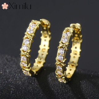 ❤ Thời Trang Chính Hãng Micro-Ind X Cross Hai Màu Khóa Tai Hoa Hồng Vàng Bông Tai Nữ Sang Trọng Phù Hợp Với Đám Cưới Trang Sức Tinh Tế