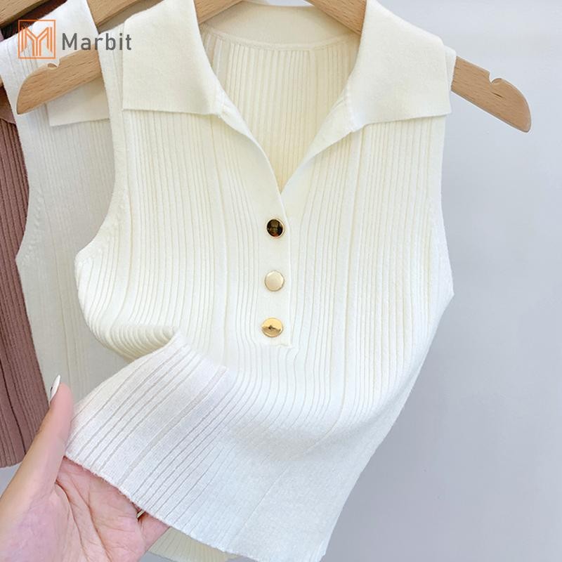 Marbit Thời Trang Thường Ngày Màu Trơn Gợi Cảm Đi Lại Nút Ngọt Ngào Ve Áo Vest Nữ Mới