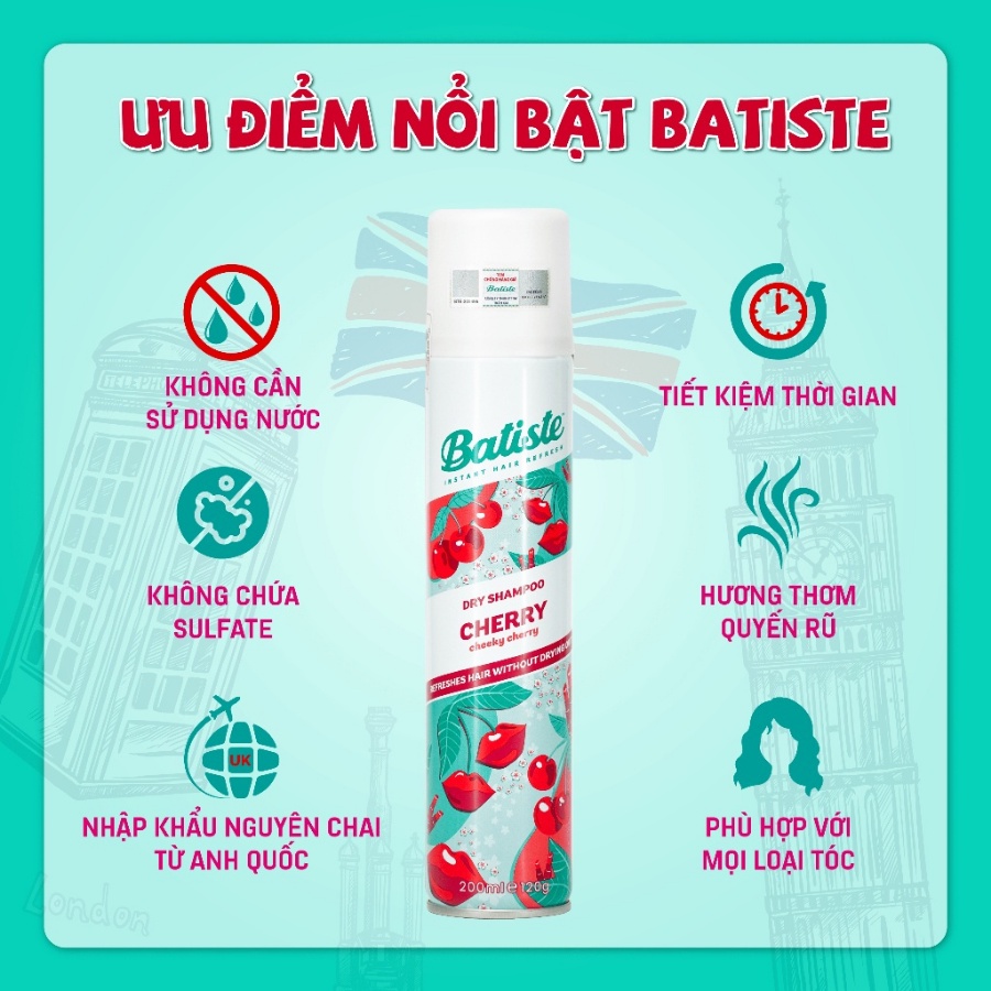 Ảnh Dầu Gội Khô Batiste Dry Shampoo Thơm Mát, Bồng Bềnh 200ml Daily Beauty 4