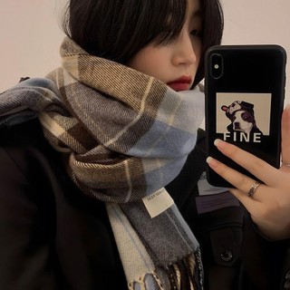 Khăn pashmina kẻ sọc mùa đông, dày mềm mại, họa tiết thanh lịch