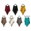Áo Poncho Mông Cổ từ Cashmere, Khăn Choàng Tua Rua Sọc Hình Thoi Phong Cách Dân Tộc, Mềm Mại Ấm Áp