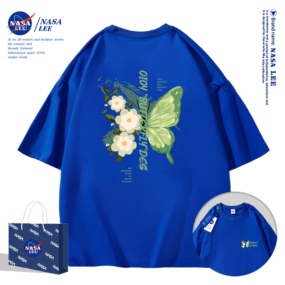 Nasa Áo Thun cotton nam nữ dáng rộng mùa hè 2024 phong cách
