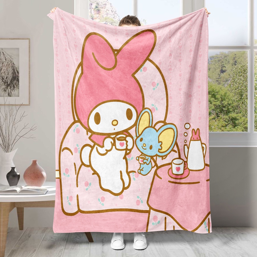 Sanrio Chăn flannel In Họa Tiết Hoạt Hình my melody Xinh Xắn