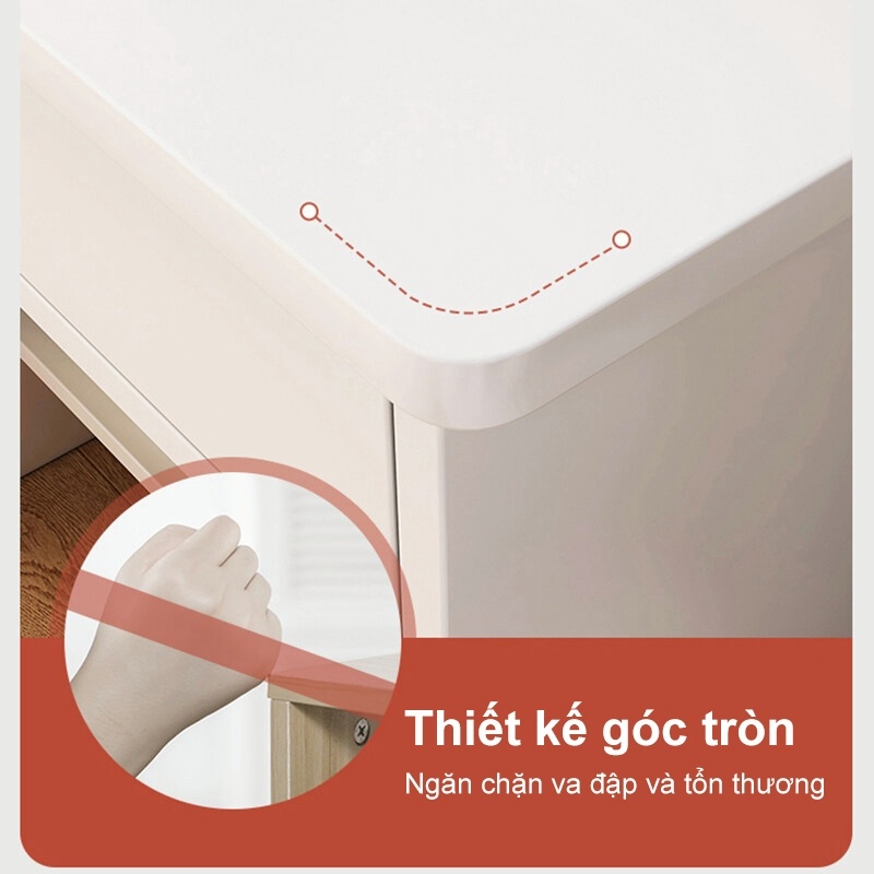 Bàn trang điểm đa năng Kèm gương tròn Tủ lưu trữ Tiết kiệm diện tích Cho phòng ngủ 𝙎𝙐𝙉𝙉𝙔 𝘽𝙄𝙀𝙍𝙀
