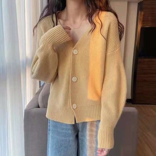 Áo Khoác cardigan Dệt Kim Tay Dài Dáng Rộng Mềm Mại Phong Cách Hàn Quốc Thời Trang Thu Đông