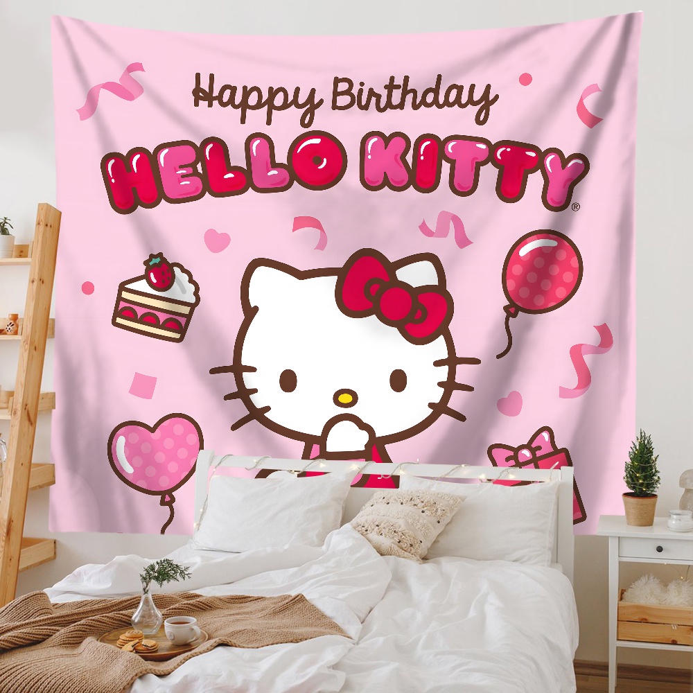 Thảm Treo Tường Trang Trí Phòng Ngủ Hình hello kitty