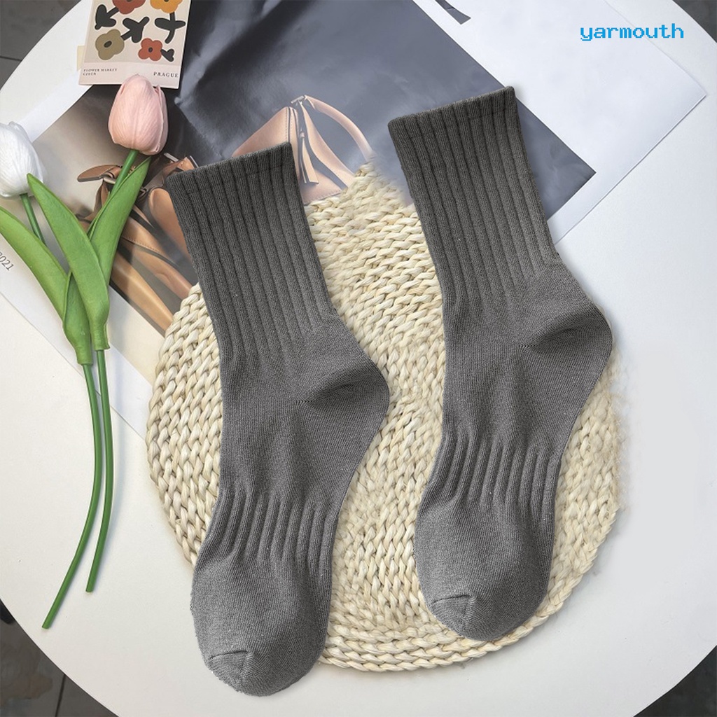 1 Đôi Tất Dệt Kim unisex Màu Trơn Cao Đến Mắt Cá Chân Co Giãn Mềm Mại Chống Trượt Chống Mồ Hôi Giữ Ấm Bốn Mùa