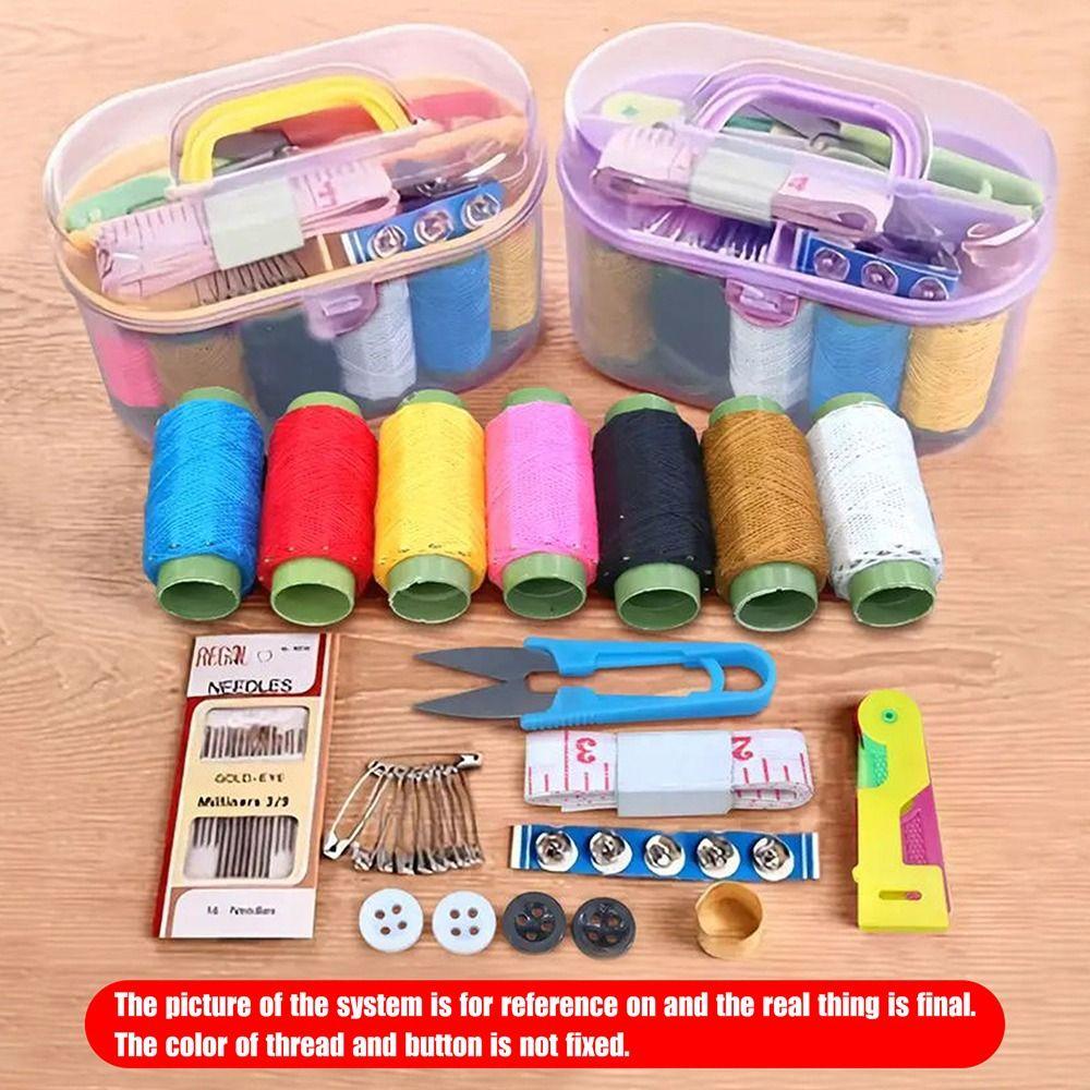 SMILE 46 Cái / bộ Bộ Hộp Đan, Phụ Kiện Thêu DIY Với Dụng Cụ May Chỉ Kim, Dụng Cụ Đo Băng Gia Đình Di Động Bền Đẹp Dụng Cụ May Vá