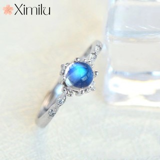 ♥ Mới Nhẫn Đính Đá Mặt Trăng Thiết Kế Đơn Giản Phong Cách retro Cho Cặp Đôi