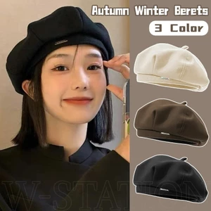 Mũ Beret Vải Nỉ Màu Trơn Giữ Ấm Mùa Thu Đông Thời Trang Cho Nữ