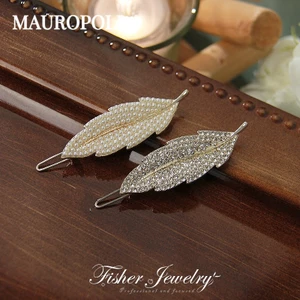 Mauropoli [Sẵn Sàng] Kẹp Tóc Lá Ngọc Trai Tinh Tế Hàn Quốc Siêu Cổ Tích Khóa Kẹp Bên Nổ Kẹp Hình Lá Kim Cương Mũ Đội Đầu