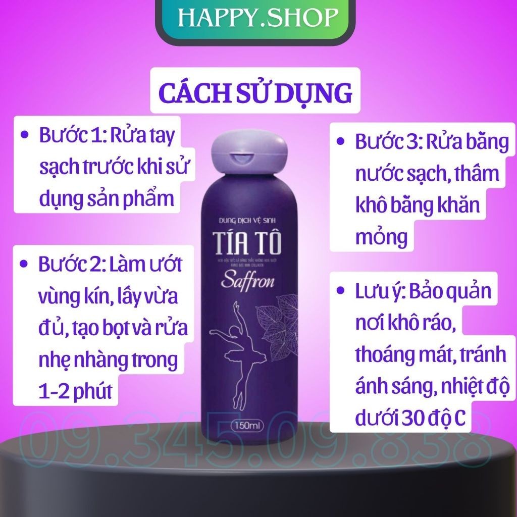 Dung Dịch Vệ Sinh Phụ nữ Tía Tô Saffron 150ml Chính Hãng Hết Khí Hư Nấm Ngứa Mùi Hôi Vùng Kín DDVS tốt nhất cho phụ khoa
