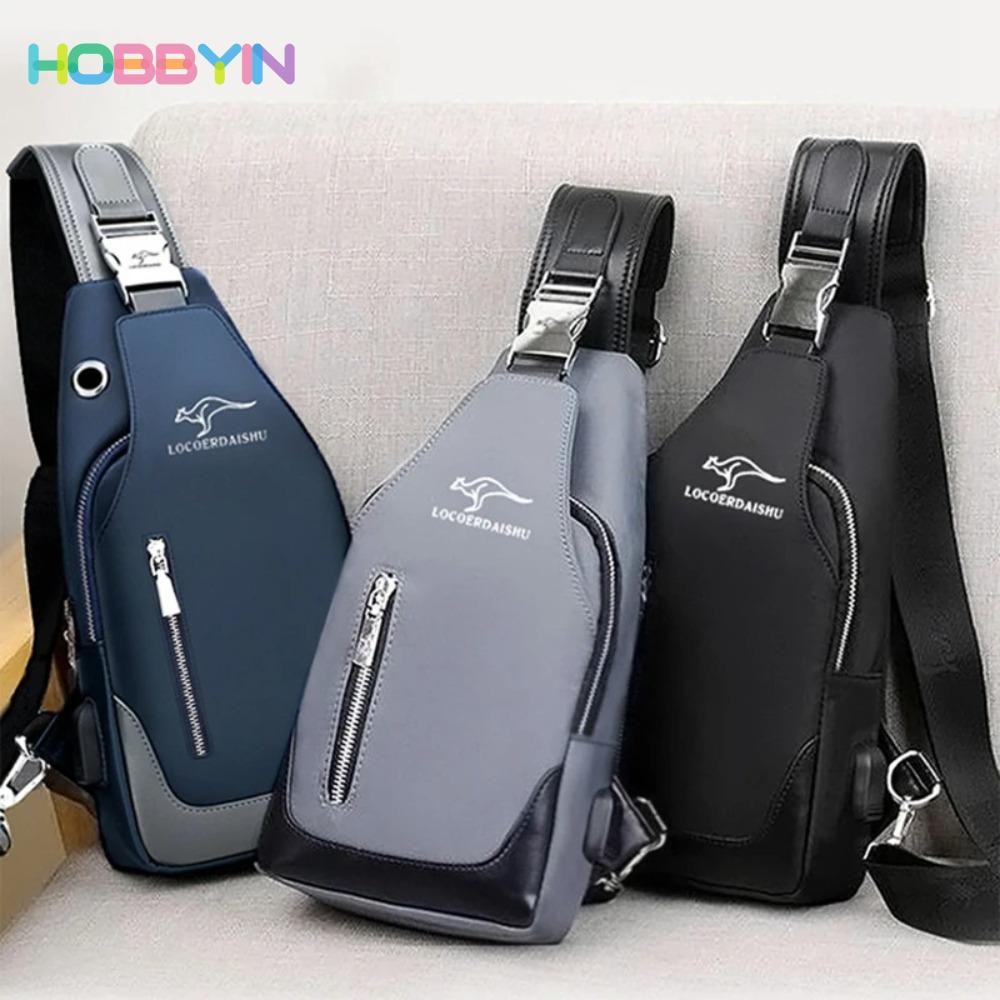 HOBBYIN Túi xách nam HOBBYIN, Túi đeo vai hợp thời trang sạc USB chống bụi bẩn, Túi xách Satchel nhỏ có thể giặt được thực tế