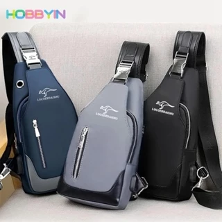 HOBBYIN Túi xách nam HOBBYIN, Túi đeo vai hợp thời trang sạc USB chống bụi bẩn, Túi xách Satchel nhỏ có thể giặt được thực tế