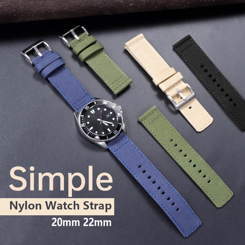Dây đeo đồng hồ Nylon đơn giản 20mm 22mm Dây đeo đồng hồ vải Canvas cho SEIKO 5 Diver SKX009 SKX007 Vòng đeo tay lặn tập thể dục Dây đeo cổ tay nam nữ Dây đeo đồng hồ thể thao