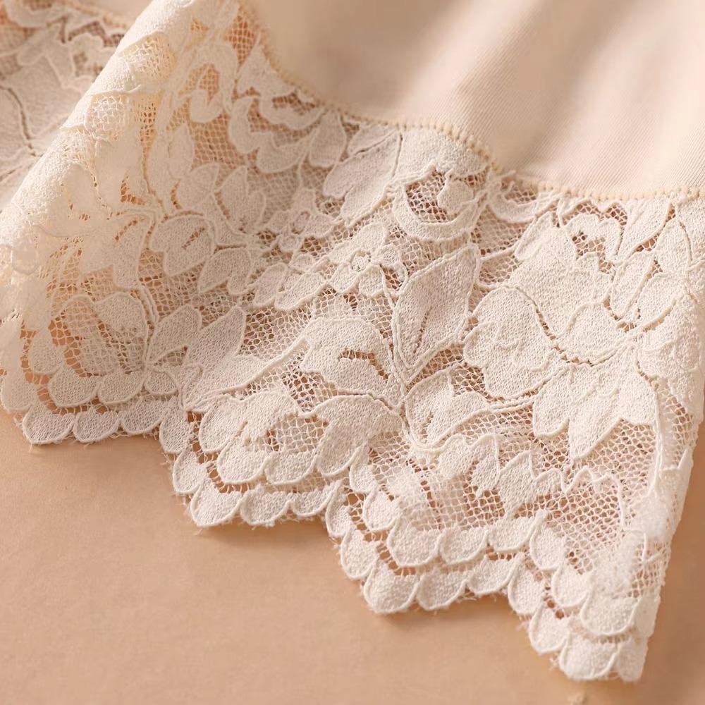 Hobbyin Váy Lót Petticoat Modal Silk Mỏng Như Băng, Cạp Cao Thun Ren Màu Trơn