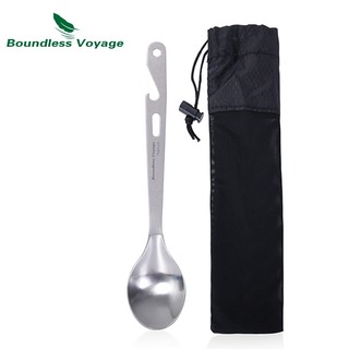 Chuyến đi không giới hạn- Thìa titan có dụng cụ mở nắp chai Cắm trại ngoài trời Flatware Bộ đồ ăn cầm tay siêu nhẹ