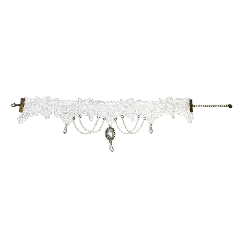 Ee Vòng Cổ Choker Ren Đính Đá Quý Có Thể Điều Chỉnh Dây Xích Cho Nữ Sinh