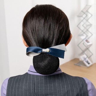 FUJIOU Nơ Lò Xo Kẹp, Ngọc Trai Ruy Băng Bun Snood, Thanh Lịch Phong Cách Hàn Quốc Mũ Kẹp Tóc Lưới Bao Nữ