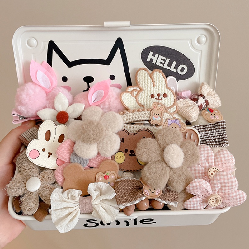 Set 10 Kẹp Tóc Nơ Kẹp Tóc Cho Bé Màu Cà Phê Sữa Gấu Thỏ Dễ Thương Phong Cách Hàn Quốc Cho Bé Gái