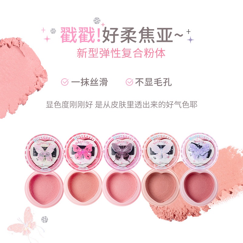 Flortte Phấn Má Hồng Trang Điểm Bắt Sáng Màu nude Tự Nhiên