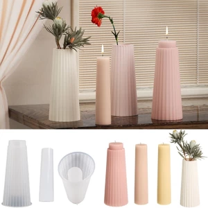 XGB 2 Chiếc Bình Hoa Khuôn Silicon Sọc Bút Đựng Khuôn Nhựa DIY Trang Trí Dụng Cụ Thạch Cao Làm Vật Dụng