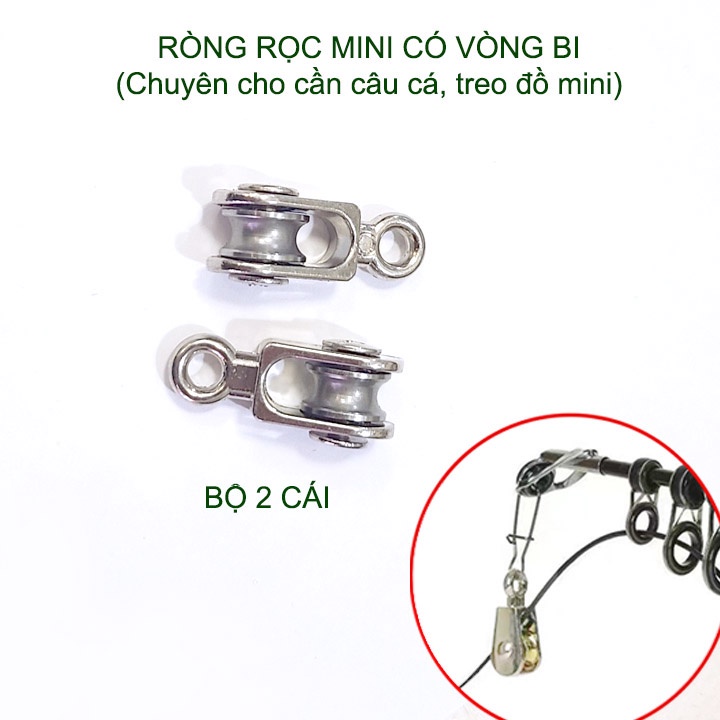 Bộ 2 ròng rọc mini có vòng bi cho cần câu, treo kéo đồ đa năng, bằng ...