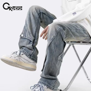 GKSSS Quần Jean Dài Trung Tính Dáng Rộng Phong Cách Mỹ Cổ Điển Hợp Thời Trang Mới Cho Cả Nam Và Nữ