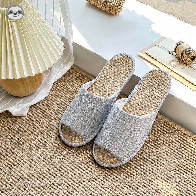 Dép Đi Trong Nhà / Đi Trong Nhà / Đi Biển Bằng Vải Lanh Phong Cách muji Nhật Bản Chống Nước Im Lặng Cho Cặp Đôi