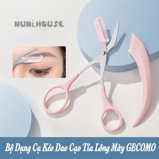 Bộ Dụng Cụ Dao Kéo Cạo Lông Mày GECOMO Chống Trầy Tiện Dụng Tạo Kiểu Cắt Tỉa Lông Mày Dao Cạo Lông Mày