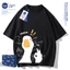 Áo Thun Cotton 100% Unisex Form Rộng Tay Lỡ In Hình Ngỗng Cute Phong Cách Hàn Quốc Áo Phông Nam Nữ Oversize