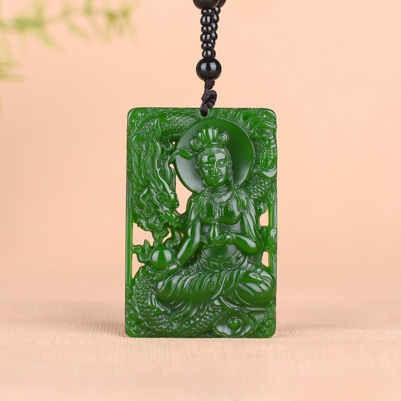 Spinner Mặt Dây Chuyền Hình Rồng Màu Xanh Lá Cây Dễ Phối Đồ Thời Trang yulong guanyin