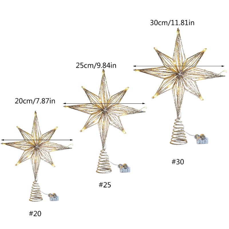 SHI Cây Giáng Sinh LED Ngôi Sao Cây Toppers Hoạt Động Treetop Trang Trí Giáng Sinh Trang Trí Dây Trang Trí Năm Mới