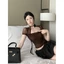 Milyfashion Áo Thun Ngắn Tay Cổ Vuông Xếp Ly Ôm Dáng Nhẹ Nhàng Họa Tiết Hoa Thời Trang Mùa Hè Cho Nữ