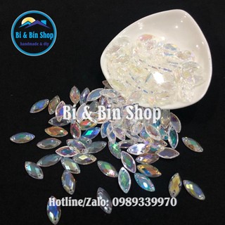 Đá Kết Lá Me Trắng Cừ Đính Kết Trang Phục Thời Trang, Làm Vương Miện, Phụ Kiện Handmade