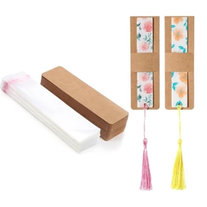 Bộ 50 Dấu Trang Giá Đỡ Kraft Dấu Trang Tay Trong Suốt Túi Tự Dính