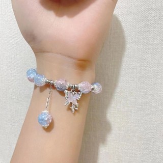 Mới Vòng Tay Chuỗi Hạt Thủy Tinh Nhiều Màu Phong Cách mori fairy Bướm Hoa Xinh Xắn Cho Nữ In Hoa Bướm Nhiều Màu Thời Trang Cho Nữ