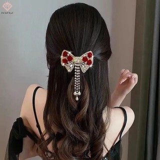 [Pcwffef] Kẹp Tóc Nơ Đính Ngọc Trai Thời Trang Nữ Tính Đa Năng Mới