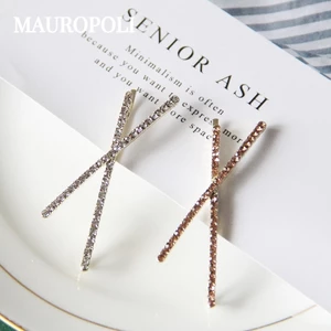 Mauropoli [Hàng Có Sẵn] Kẹp Tóc Kẹp Lưng Phẳng Đính Đá Bằng Hợp Kim Đơn Giản Dễ Phối Đồ Phong Cách Hàn Quốc
